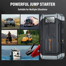 POPDEER PD-JA3 5000A 4-in-1 Emergency Jump Starter with Air Compressor (150PSI Tire Inflator) 12V Quick Charge 3.0 Jump Box LCD Display Flashlight Storage Case - Suitable for 10.0L Gas 8.0L Diesel Engines