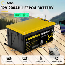 Gokwh 12V 200ah LCD Energy Storage Box 2560Wh Solar Lithium Ion LiFePO4(LFP) Battery for RV Boat Home Energy Storage