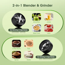 Teendow BL916AB 2-in-1 Smoothie Blender & Coffee Grinder 1200W, 25000 RPM Personal Portable Mixer with 3 Travel Cups, Self-Cleaning, Perfect for Home, Outdoor, Camping
