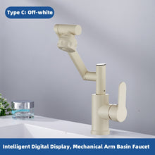 Sink Basin Type Led Temperature Digital Display Faucet Hot And Cold Water Mixer 1080° Rotation Two Outlet Modes Bathroom Faucet