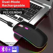 T6 Wireless Mouse with Dual 2.4G & Bluetooth RGB Lighting Adjustable DPI Type-C Charging Compatible with Windows/iOS