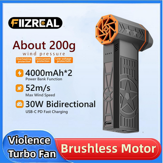 Fiizreal X50 Pro High-Speed Brushless Turbo Fan – 240W Portable Power, 8000mAh Dual Battery, 52m/s Typhoon Wind, 30W Two-Way PD Fast Charging Protocol