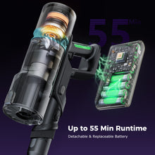 Proscenic P16 Cordless Vacuum Cleaner – 45000Pa Suction, 55Min Runtime, Anti-Tangle, GreenEye Laser, Foldable Design for Pet Hair, Carpets & Hard Floors