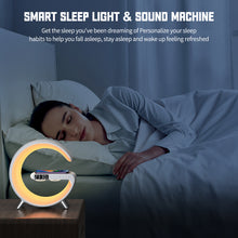 Big G Bluetooth Speaker Wireless Charger Stand Alarm Clock RGB 20 Lights Mode Dimmable Night Light Touch Lamp for Gifts